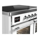 ILVE UMDIB40NR3WHC Majestic III 40 inch Induction Range with 6 Elements, 3.82 cu. ft. Total Oven Capacity (Triple Glass Door, White, Chrome)