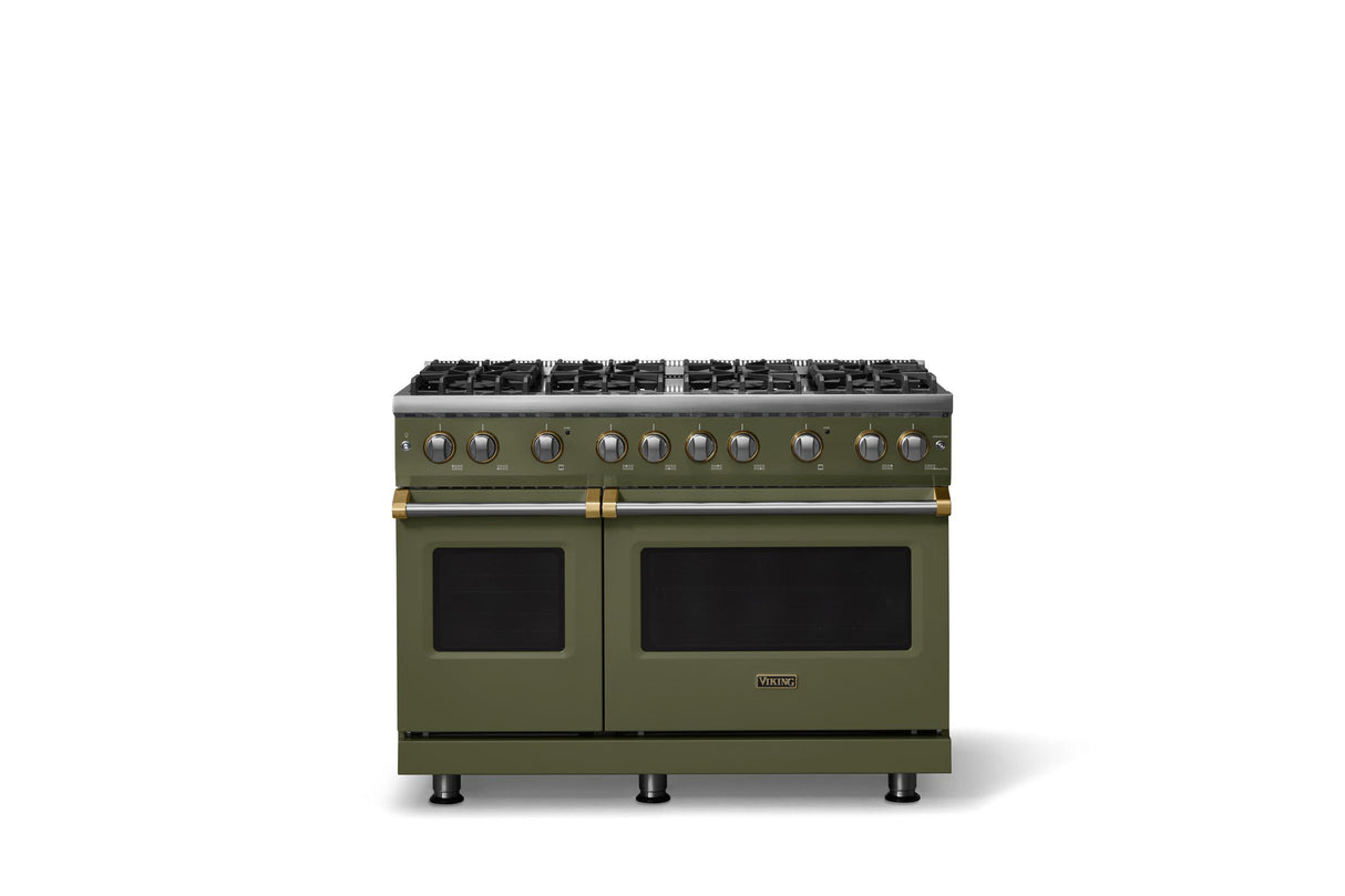 48"W. Sealed Burner Gas Range (Burner: 8b, Finish: Martini, Trim: Brushed Brass, Fuel: Natural Gas)