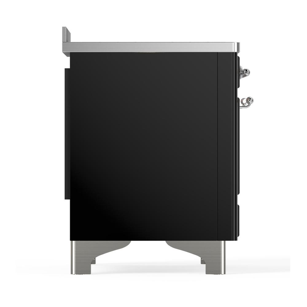 ILVE UMIB48QNR3BKC Majestic III 48 inch Induction Range with 6 Elements, 5.02 cu. ft. Total Oven Capacity (Solid Door, Glossy Black, Chrome)