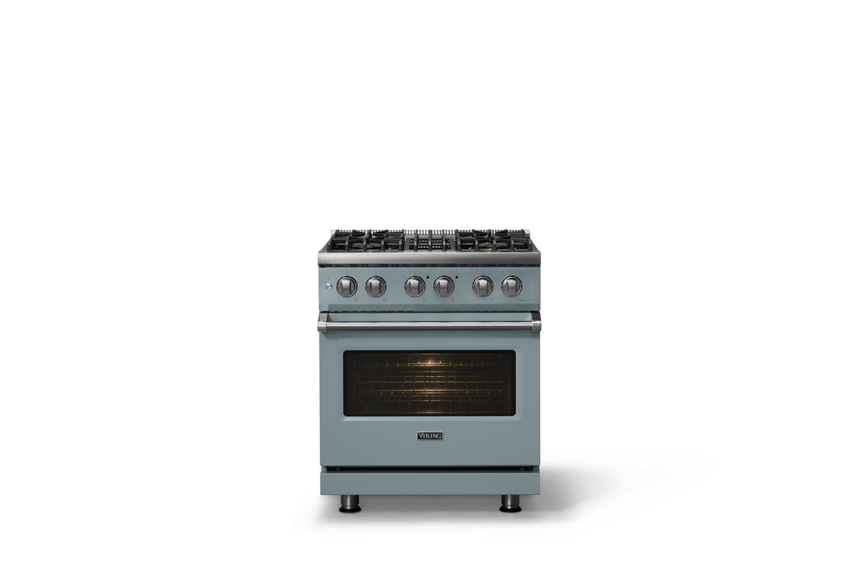 30"W. Dual Fuel Range (Finish: November Sky, Trim: Polished Chrome, Fuel: Natural Gas)