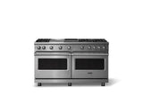60"W. Sealed Burner Gas Range (Finish: Stainless Steel, Trim: Polished Chrome, Fuel: Propane)