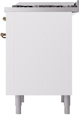 Nostalgie II 36 Inch Dual Fuel Liquid Propane Freestanding Range in White with Bronze Trim