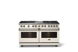 60"W.Dual Fuel Range (Finish: Pure White, Trim: Polished Chrome, Fuel: Propane)