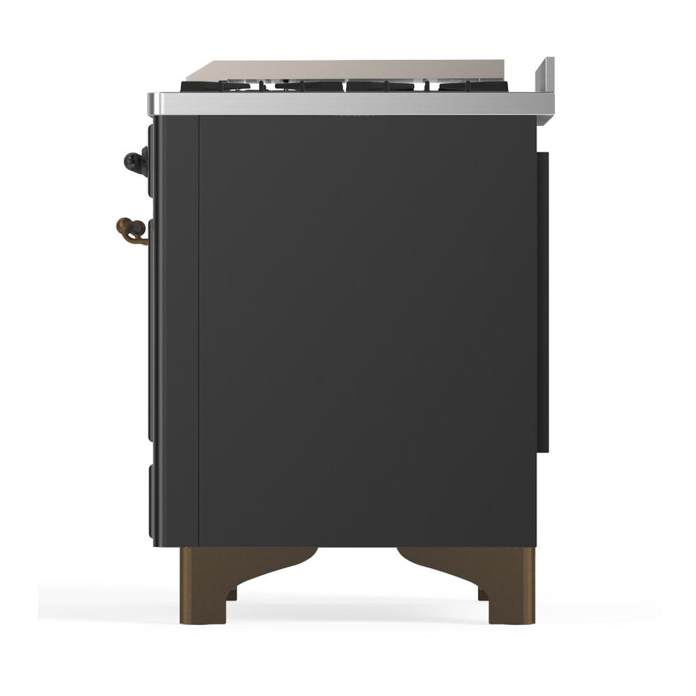 ILVE UM60FSNR3MGB Majestic III 60 inch Dual Fuel Range with 7 Burners, Griddle and French Top, Dual Function Burner with up to 25,000 BTU (Natural Gas, Triple Glass Door, Graphite Matte, Burnished)