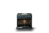 36"W. Dual Fuel Range (Burner: 4g, Finish: Squall, Trim: Polished Chrome, Fuel: Natural Gas)