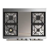 ILVE UMD40FNR3EGB Majestic III 40 inch Dual Fuel Range with 6 Burners and Griddle, Dual Function Burner up to 25,000 BTU (Natural Gas, Triple Glass Door, Emerald Green, Burnished)
