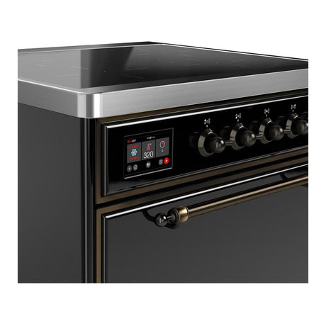 ILVE UMIB30QNR3BKB Majestic III 30 inch Induction Range with 4 Elements, 4 cu. ft. Oven Capacity (Solid Door, Glossy Black, Burnished)