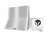 DAR 1230 Set 20 Wall-Mounted Range Hood with Extraction Mode with external XXL motor including 18" chimney cover.