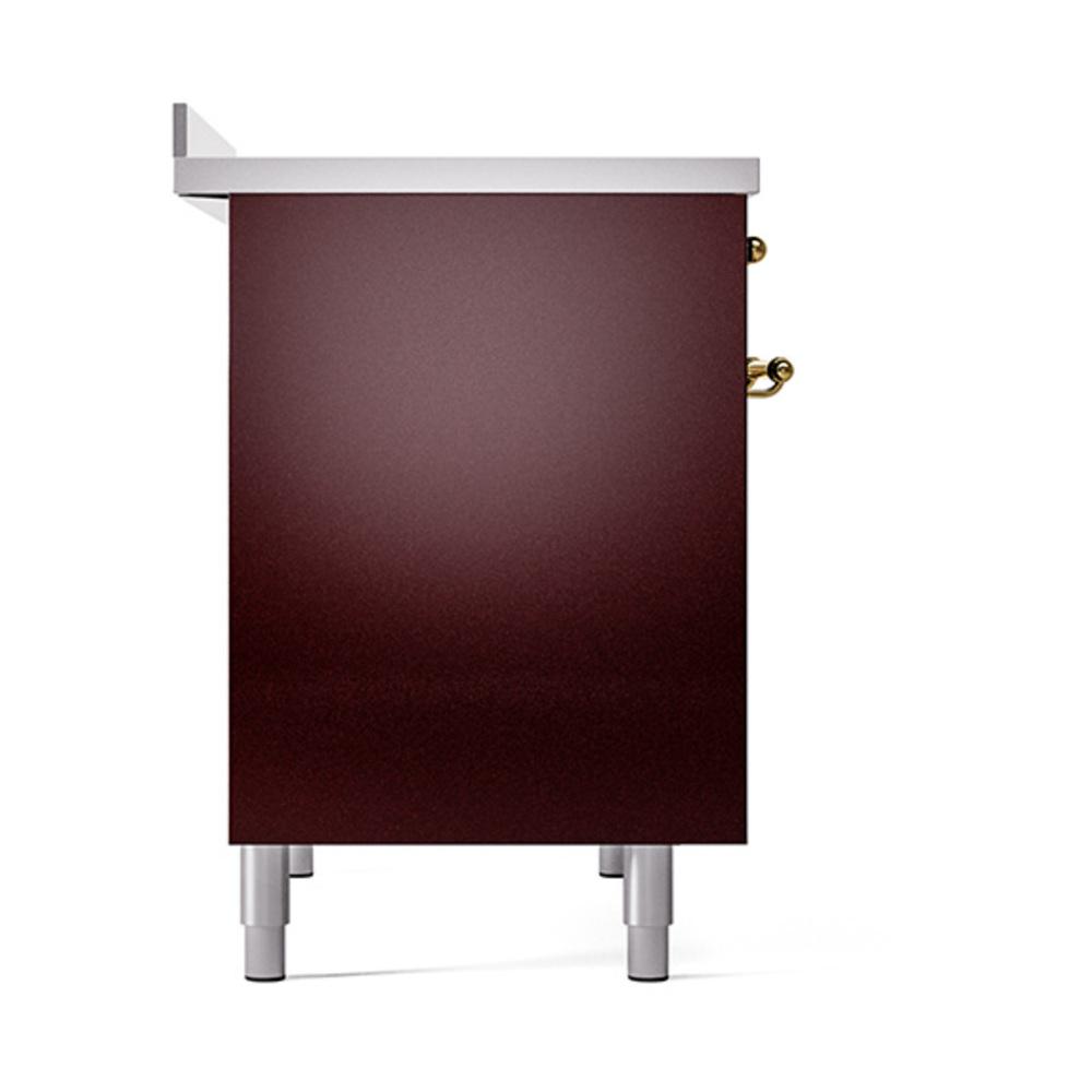 ILVE UNDI406QNMPBUG Nostalgie II Noblesse 40 inch Induction Range (Solid Door, Burgundy, Brass)