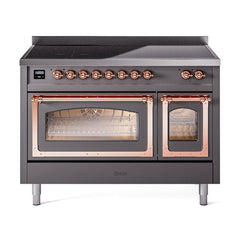 ILVE UNI486NMPMGP Nostalgie II Noblesse 48 inch Induction Range (Triple Glass Door, Graphite Matte, Copper)