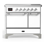 ILVE UMDIB40QNR3WHC Majestic III 40 inch Induction Range with 6 Elements, 3.82 cu. ft. Total Oven Capacity (Solid Door, White, Chrome)