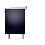 ILVE UN60FSQNMPMBC Nostalgie II Noblesse 60 inch Dual Fuel Range (7 Sealed Burners + Griddle + French Top, Natural Gas, Solid Door, Midnight Blue, Chrome)