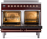 Nostalgie II 40 Inch Electric Freestanding Range in Burgundy with Copper Trim