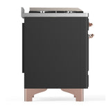 ILVE UM60FSQNR3MGP Majestic III 60 inch Dual Fuel Range with 7 Burners, Griddle and French Top, Dual Function Burner with up to 25,000 BTU (Natural Gas, Solid Door, Graphite Matte, Copper)