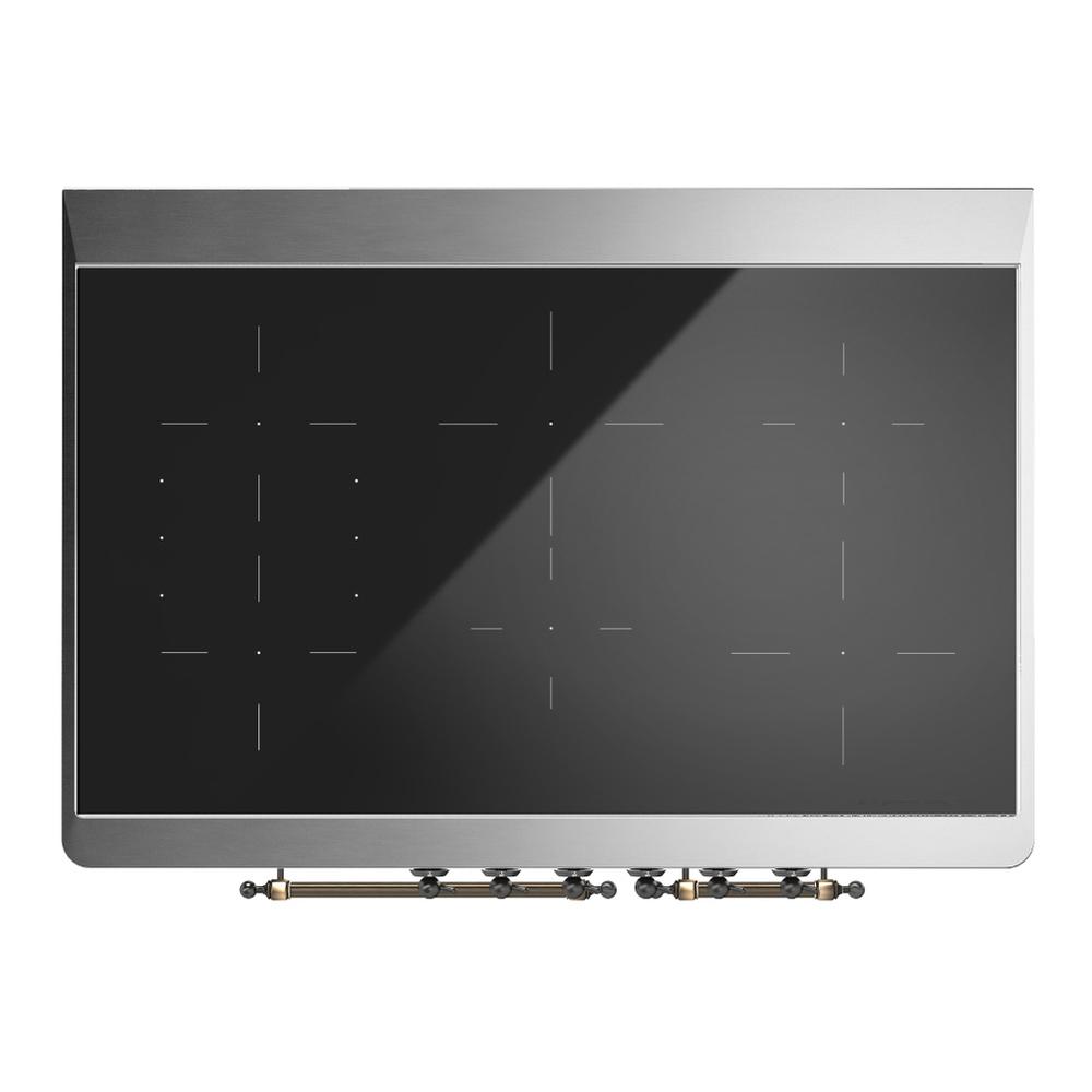 ILVE UMDIB40QNR3AWB Majestic III 40 inch Induction Range with 6 Elements, 3.82 cu. ft. Total Oven Capacity (Solid Door, Antique White, Burnished)