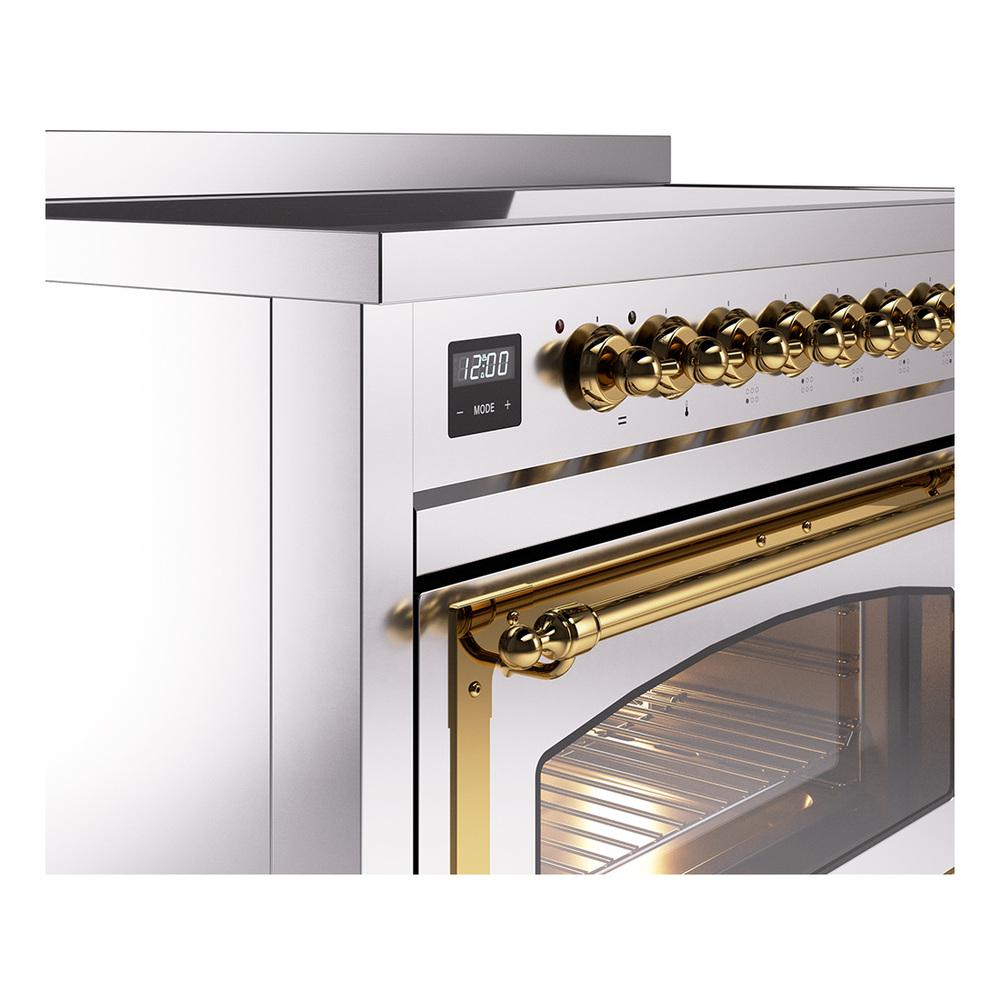 ILVE UNI486NMPSSG Nostalgie II Noblesse 48 inch Induction Range (Triple Glass Door, Stainless Steel, Brass)