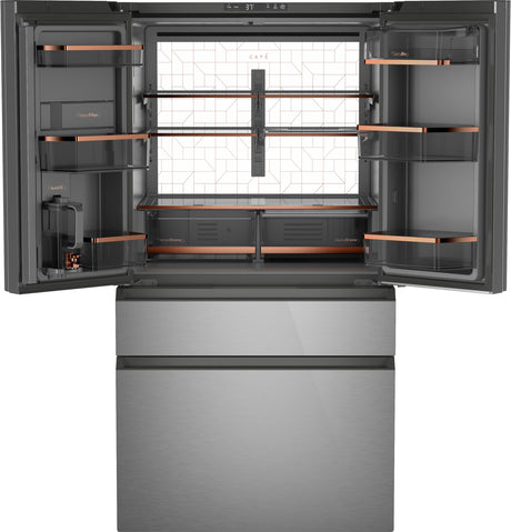 Café™ ENERGY STAR® 28.7 Cu. Ft. Smart 4-Door French-Door Refrigerator in Platinum Glass With Dual-Dispense AutoFill Pitcher