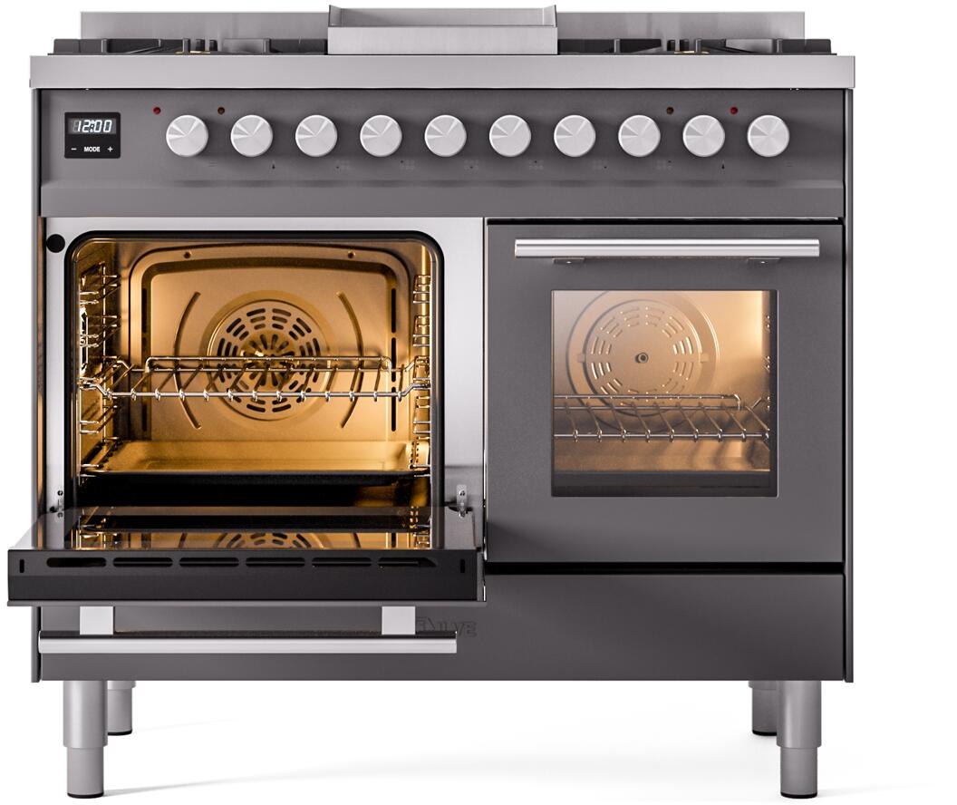 Professional Plus II 40 Inch Dual Fuel Natural Gas Freestanding Range in Matte Graphite with Trim