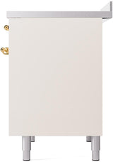 Nostalgie II 40 Inch Electric Freestanding Range in Antique White with Brass Trim
