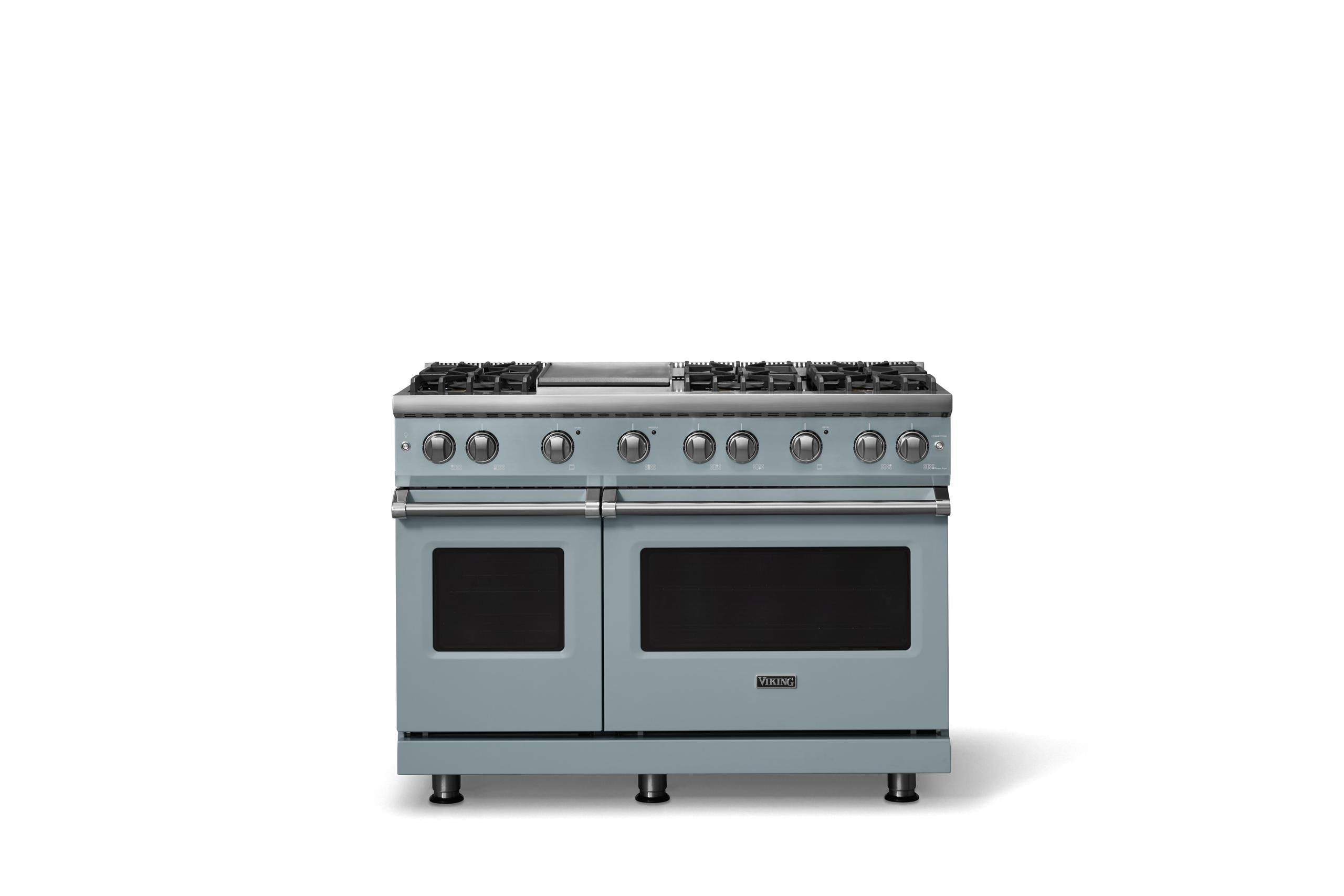 48"W. Sealed Burner Gas Range (Burner: 6g, Finish: November Sky, Trim: Polished Chrome, Fuel: Natural Gas)