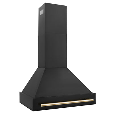 ZLINE 30 in. Autograph Edition Black Stainless Steel Range Hood with Accent Handle (BS655Z-30) [Color: Gold]