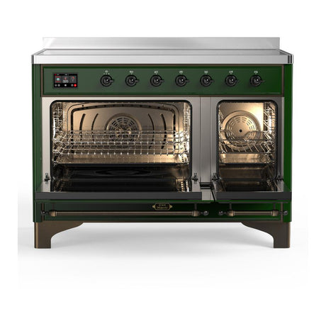ILVE UMIB48QNR3EGB Majestic III 48 inch Induction Range with 6 Elements, 5.02 cu. ft. Total Oven Capacity (Solid Door, Emerald Green, Burnished)