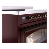 ILVE UNI486NMPBUB Nostalgie II Noblesse 48 inch Induction Range (Triple Glass Door, Burgundy, Burnished)