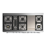 ILVE UM60FNR3EGCLP Majestic III 60 inch Dual Fuel Range with 9 Burners and Griddle, Dual Function Burner up to 25,000 BTU (Liquid Propane, Triple Glass Door, Emerald Green, Chrome)