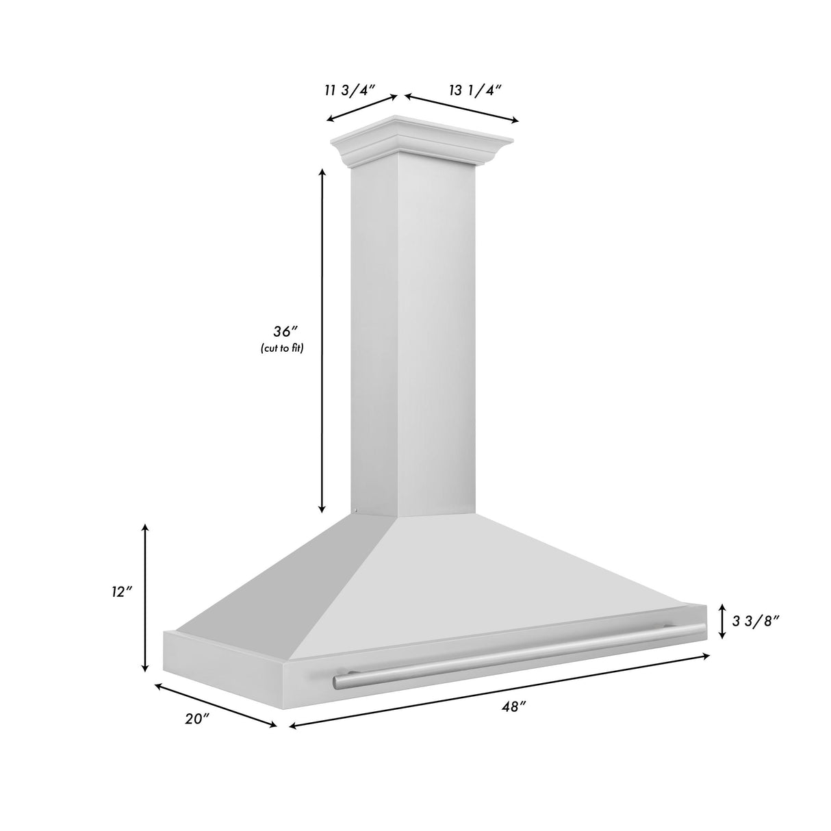 ZLINE 48 in. Convertible Stainless Steel Range Hood with Stainless Steel Handle (KB4STX-48) [Color: Stainless Steel]