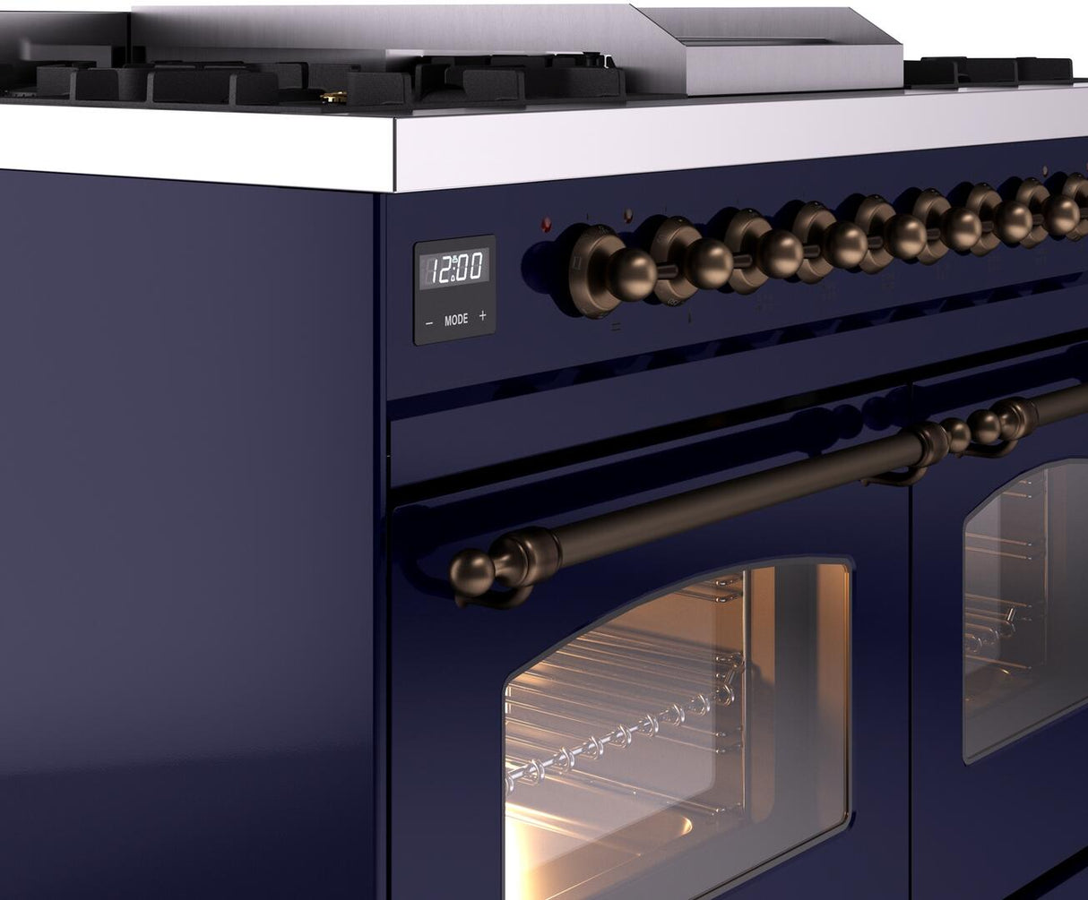 Nostalgie II 40 Inch Dual Fuel Liquid Propane Freestanding Range in Blue with Bronze Trim