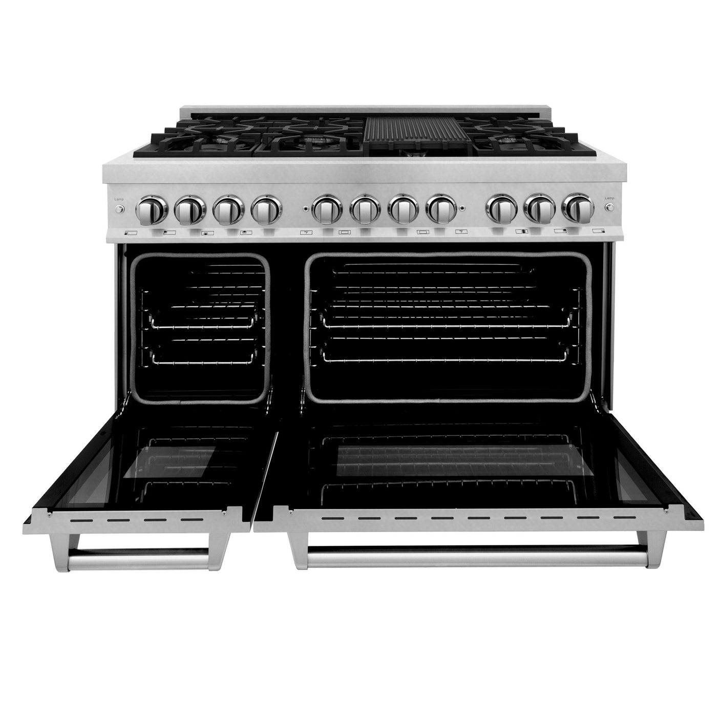 ZLINE 48 in. DuraSnow Stainless Steel 6.0 cu.ft. 7 Gas Burner/Electric Oven Range with Color Door Options (RAS-SN-48) [Color: DuraSnow Stainless Steel]