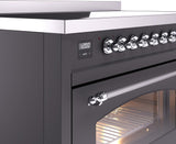 Nostalgie II 48 Inch Electric Freestanding Range in Matte Graphite with Chrome Trim