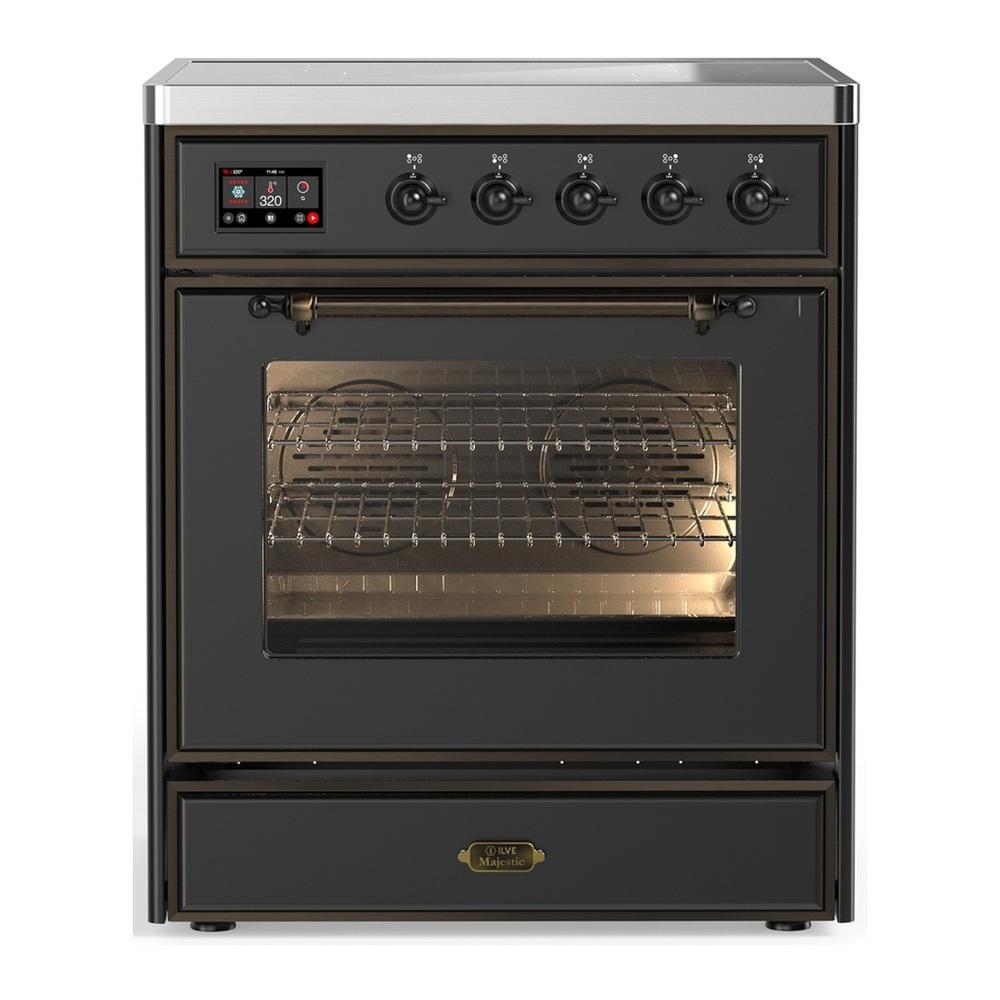 ILVE UMIB30NR3MGB Majestic III 30 inch Induction Range with 4 Elements, 4 cu. ft. Oven Capacity (Triple Glass Door, Graphite Matte, Burnished)