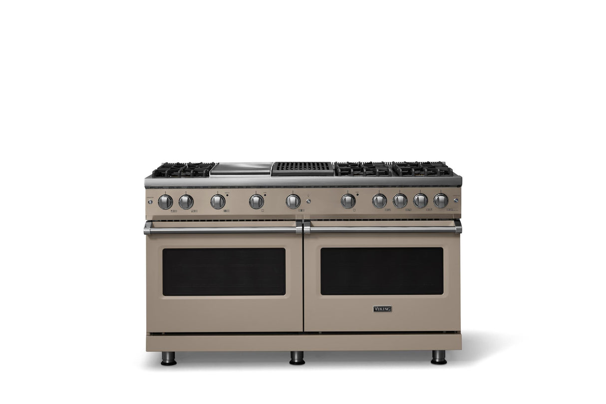 60"W. Sealed Burner Gas Range (Finish: Nantucket, Trim: Polished Chrome, Fuel: Natural Gas)