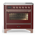 ILVE UMIB36NR3BUP Majestic III 36 inch Induction Range with 6 Elements, 3.5 cu. ft. Total Oven Capacity (Triple Glass Door, Burgundy, Copper)