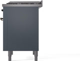 Nostalgie II 36 Inch Dual Fuel Natural Gas Freestanding Range in Blue Grey with Bronze Trim