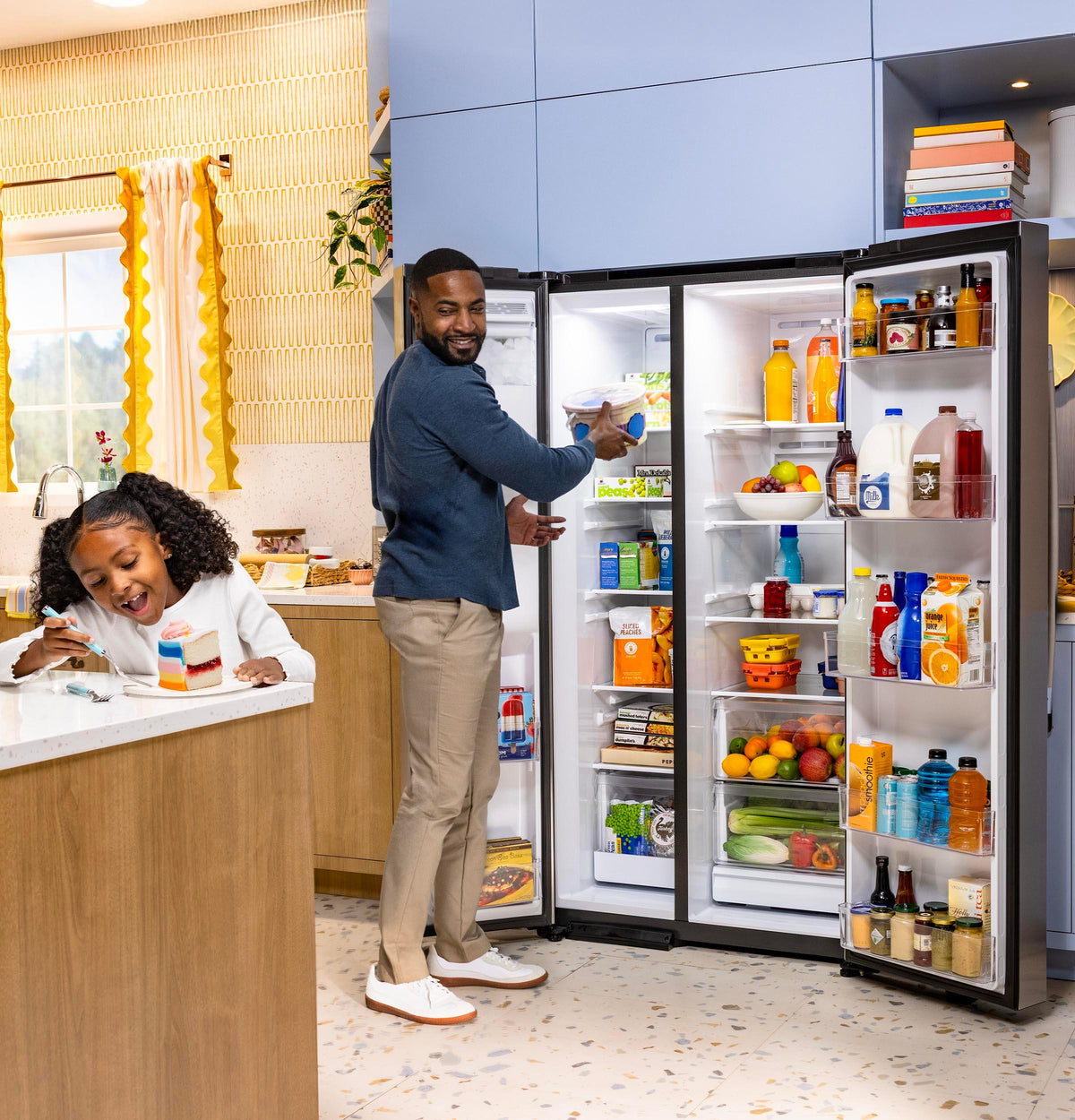 GE® 23.6 Cu. Ft. Counter-Depth Side-By-Side Refrigerator with Extra Tall Dispenser and In-Door Icemaker