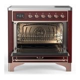 ILVE UMIB36NR3BUP Majestic III 36 inch Induction Range with 6 Elements, 3.5 cu. ft. Total Oven Capacity (Triple Glass Door, Burgundy, Copper)