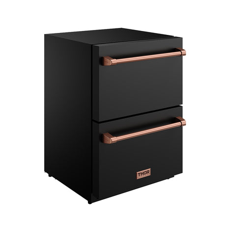 24 Inch Undercounter Built-in / Freestanding Drawer Freezer - Black/rose Gold  Gordon Ramsay Series