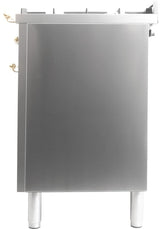 Nostalgie 30 Inch Dual Fuel Natural Gas Freestanding Range in Stainless Steel with Brass Trim