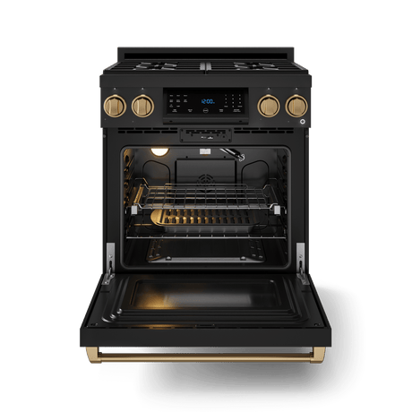 30 Inch Professional Gas Range With Tilt Panel Touch Control In Matte Black/bronze  Gordon Ramsay Series - Rsg30b-brz