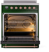Nostalgie II 30 Inch Electric Freestanding Range in Emerald Green with Copper Trim