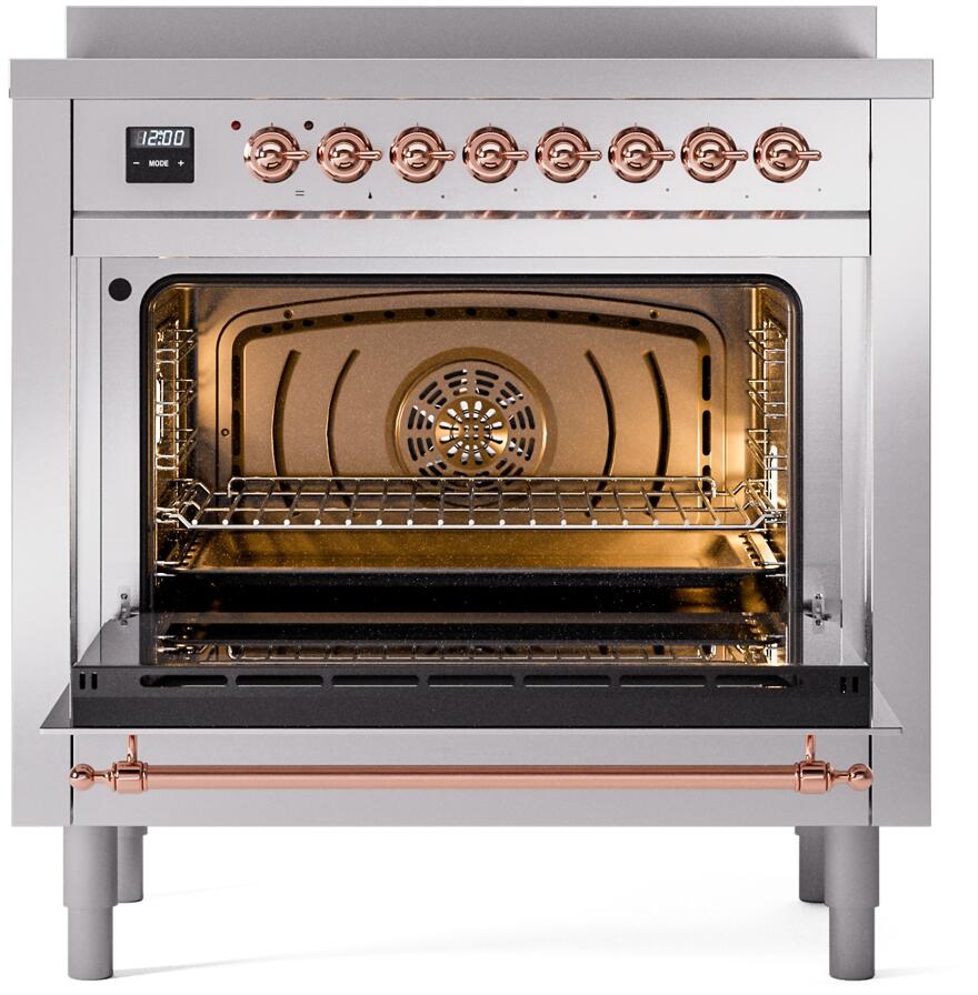 Nostalgie II 36 Inch Electric Freestanding Range in Stainless Steel with Copper Trim