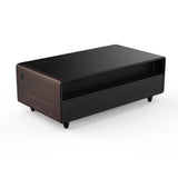 Forno Evoluto Tavolo 51-Inch Smart Coffee Table with Wood-Accent Sides - Dual Cooling Zones, Wireless Charging Pad & Built-In Bluetooth Speakers