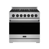 36 Inch Professional Liquid Propane Range With Precision Knob In Stainless Steel and Black  Gordon Ramsay Series