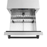 ZLINE Autograph Edition 24 in. Touchstone 168 Can Outdoor-Rated Dual Refrigerator Drawer with DuraSnow' Stainless Steel Doors and Matte Black Handles (RDSOZ-SN-24-MB)