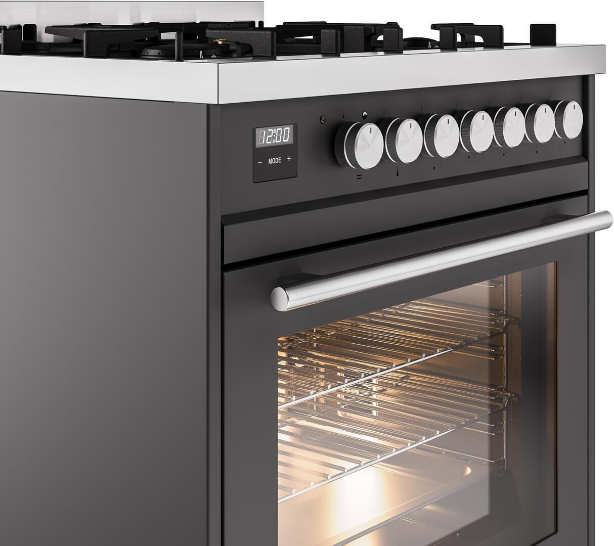 Professional Plus II 30 Inch Dual Fuel Liquid Propane Freestanding Range in Matte Graphite with Trim