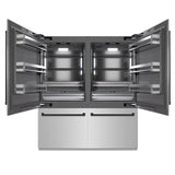 ZLINE Autograph Edition 72 in. 39.6 cu. ft. French Door Built-In Bottom Freezer Refrigerator with Water Dispensers and Ice Makers in Stainless Steel with Graphite Gray Interior and Matte Black Accents (GRBITZ-304-72MB)