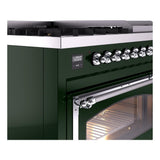 ILVE UN48FNMPEGC Nostalgie II Noblesse 48 inch Dual Fuel Range (8 Sealed Burners + Griddle, Natural Gas, Triple Glass Door, Emerald Green, Chrome)