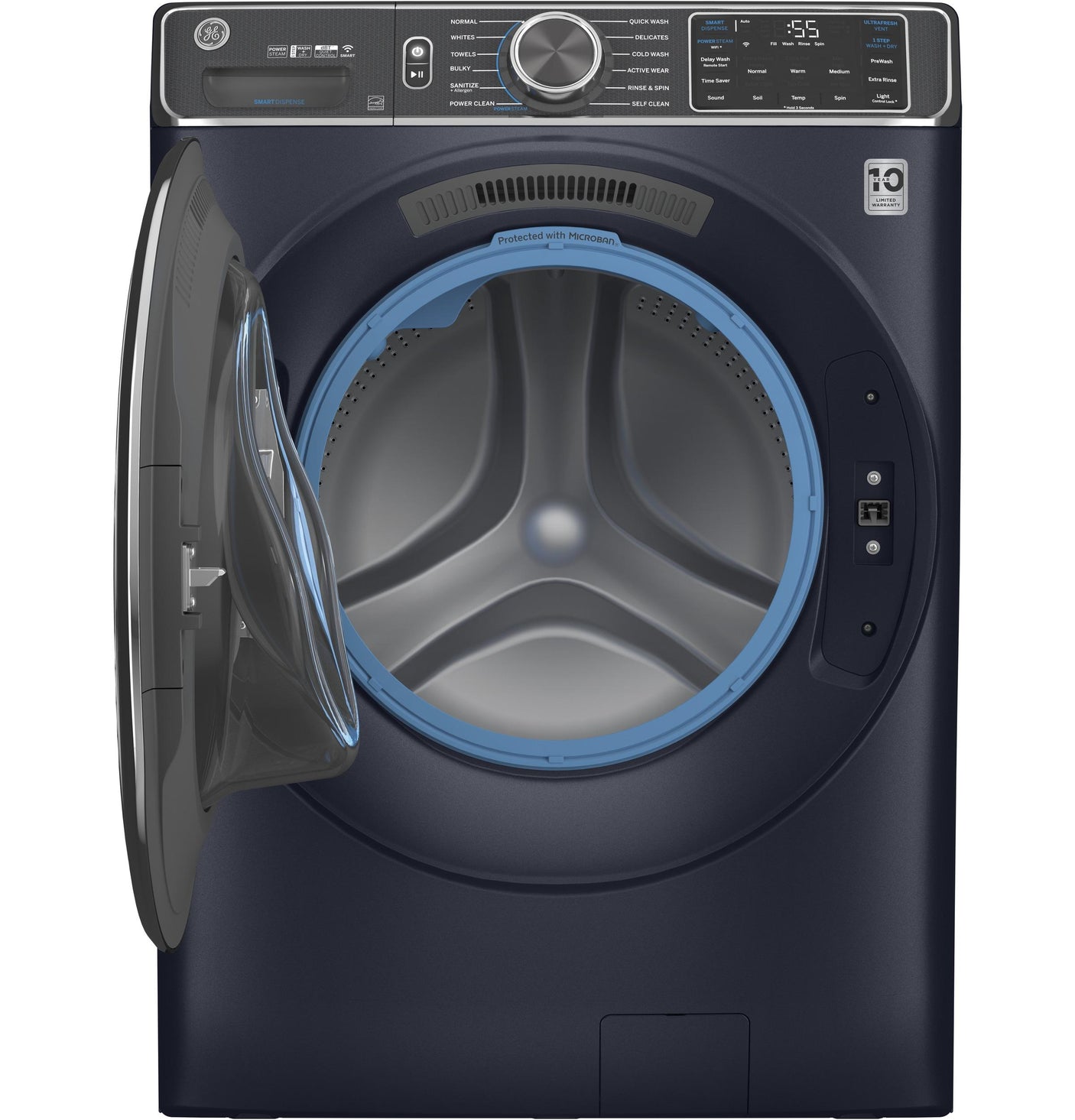 GE® 5.0 cu. ft. Capacity Smart Front Load ENERGY STAR® Steam Washer with SmartDispense™ UltraFresh Vent System with OdorBlock™ and Steam